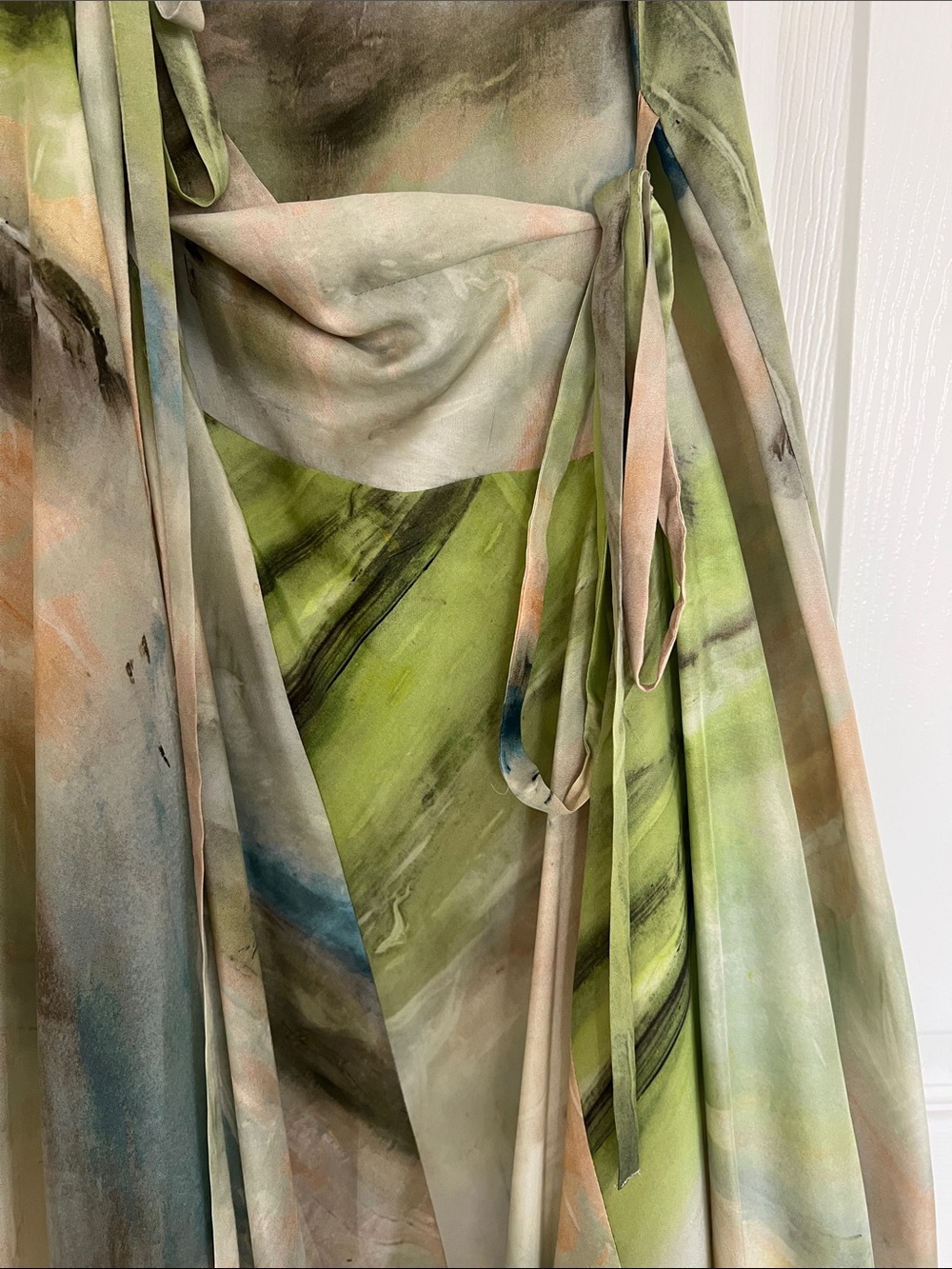 COS Asymmetrical Sleeveless Midi Dress in Green and Blue Watercolor - Picture 7 of 17